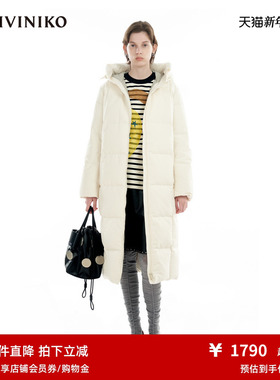 IIIVIVINIKO“大鹅棉感羽绒”连帽直身长羽绒服女M349116038F