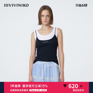 IIIVIVINIKO2026夏季新款简约百搭假两件修身背心女M623203357E