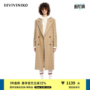 IIIVIVINIKO春夏新品 粗花呢毛呢大衣外套女M319002154A 格纹西装