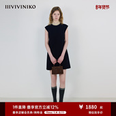 IIIVIVINIKO2025秋新款 气质可拆卸蕾丝领无袖 连衣裙女M530606128B
