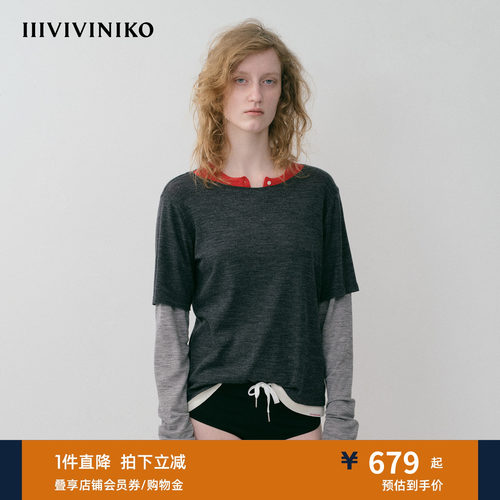 NO DIRECTION+ 混纺慵懒时髦假两件针织打底衫N534012321B21