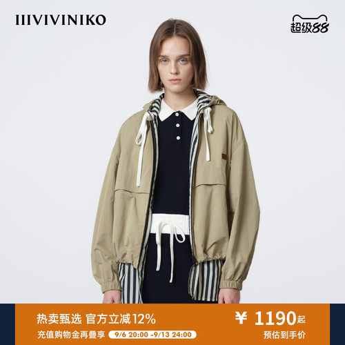 IIIVIVINIKO2026春新款时髦假两件条纹拼接夹克外套女M610318035A