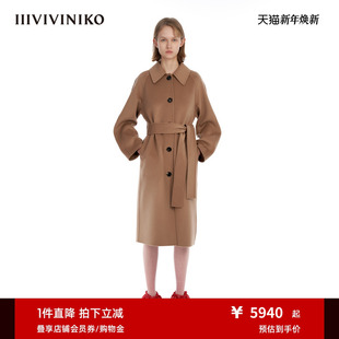 IIIVIVINIKO 美拉德毛呢大衣外套女M349028172C 100%羊绒双面呢