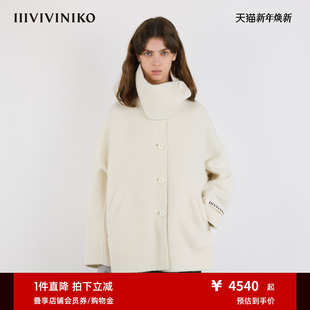 IIIVIVINIKO2025冬新款 毛呢大衣女M549013116D 时髦可调立领短款