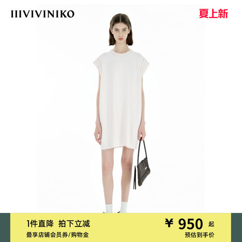 IIIVIVINIKO夏季新款时尚网格花边无袖连衣裙女B521161666C