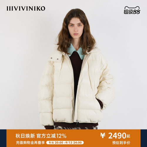 IIIVIVINIKO冬新款宽松可拆卸领抽绳鹅绒羽绒服女M549115033C
