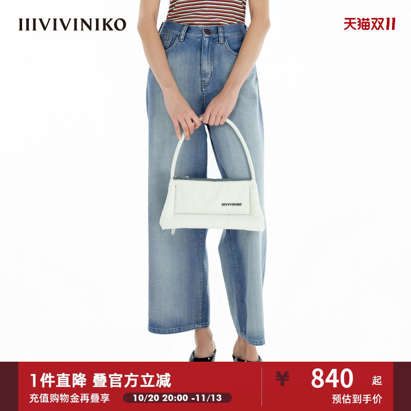 IIIVIVINIKO春季新款复古9分中腰直筒牛仔裤子女B511815208B