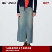 IIIVIVINIKO2026春新款 复古双开衩直身牛仔长裙女M611702208B