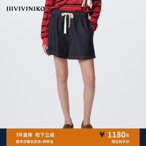 IIIVIVINIKO2026夏季新款日常休闲抽绳牛仔短裤子女M621816223D