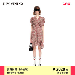 v领连衣裙女M320612128E IIIVIVINIKO 英国国宝级LIBERTY碎花