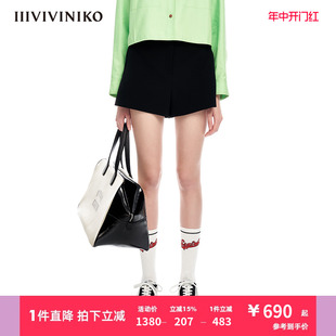 复古A字高腰休闲短裤 双重织面料 子女M310816130B IIIVIVINIKO