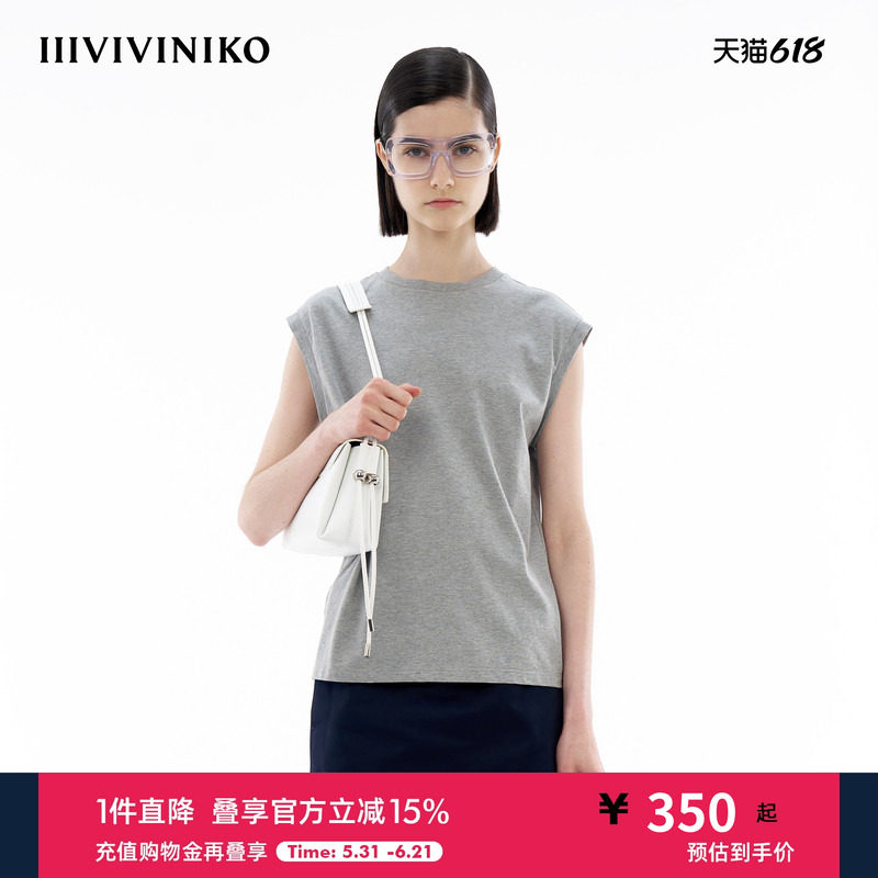 【印度长绒棉】IIIVIVINIKO春季新款简约休闲宽松无袖背心T恤女