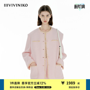 复古粗花呢大廓形外套女 IIIVIVINIKO2025春新款 进口面料