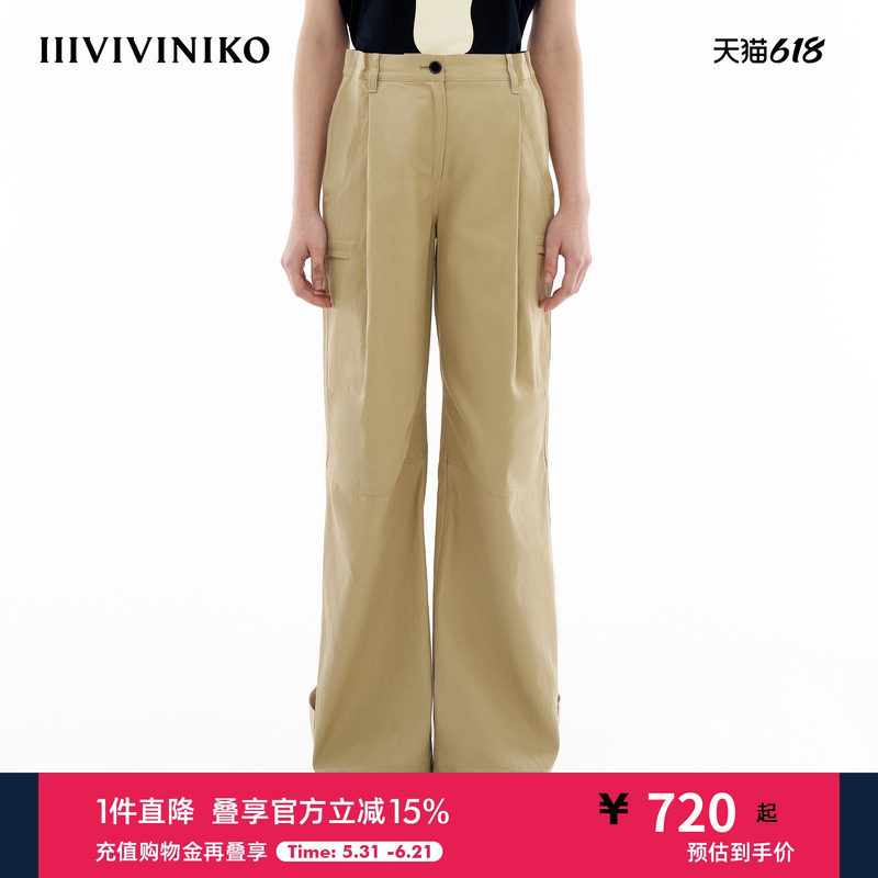 【李兰迪同款】IIIVIVINIKO春季新款宽松高腰休闲阔腿长裤子女