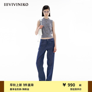 罗纹圆领针织背心上衣女 内蒙古山羊绒 IIIVIVINIKO春季 新款