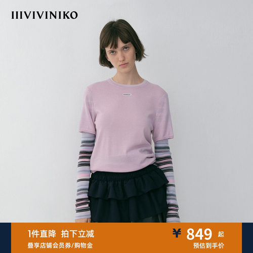 NO DIRECTION+假两件条纹针织衫N610107620A