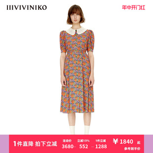 IIIVIVINIKO夏季 郁⾦⾹印花衬衫 式 连⾐裙女M230607180A 新品