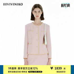 复古休闲粗花呢合体外套女 IIIVIVINIKO2025春新款 进口面料