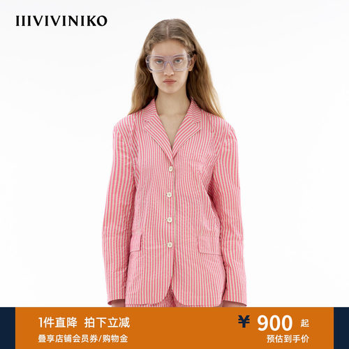 【Solotex纱线】IIIVIVINIKO夏季新款条纹休闲慵懒西装外套女