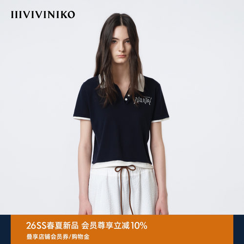 IIIVIVINIKO2026夏季新款百搭清透撞色Polo短袖女M620175644D