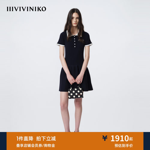 IIIVIVINIKO2026夏季新款撞色花苞Polo连衣裙女M621177651C