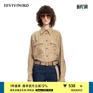 纹衬衫 复古预科生学院风格 女M310413154A 兔毛羊毛 IIIVIVINIKO