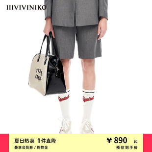 子女M310801113A IIIVIVINIKO春夏新品 宽松休闲复古羊毛直筒中裤