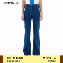 【弹力蓝牛仔面料】IIIVIVINIKO夏季新款复古百搭长裤子女