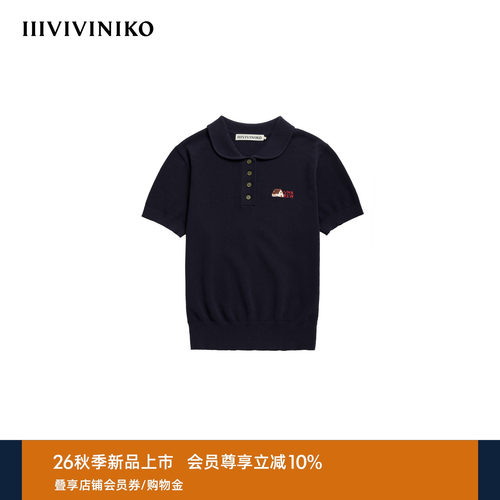 IIIVIVINIKO2026秋季新款时髦彼得潘领针织短袖女M630101663A