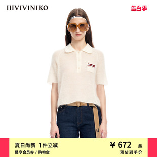 IIIVIVINIKO“进口马海毛”POLO领短袖针织套头衫女M310101609A