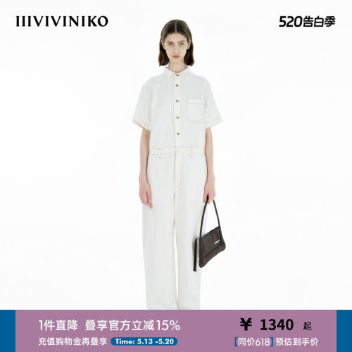IIIVIVINIKO2025夏新款复古正肩工装牛仔连身裤女B523502210C