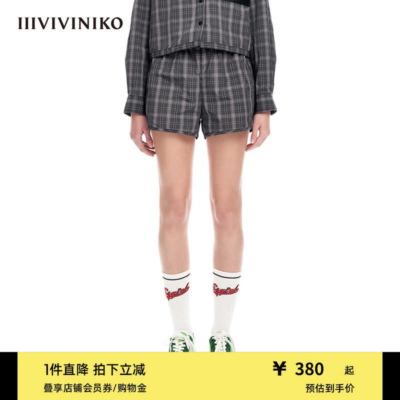 IIIVIVINIKO休闲裤暗格纹短裤