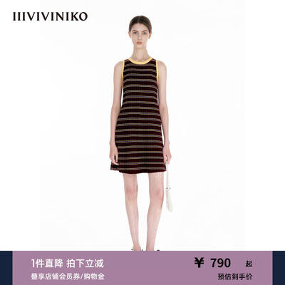 IIIVIVINIKO2025夏新款百褶针织连衣裙女R521104627D