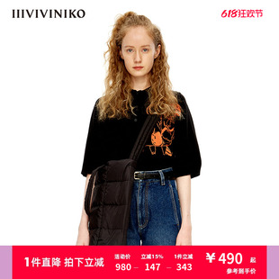 女M230115610B 线条感印花套头针织衫 新品 IIIVIVINIKO夏季