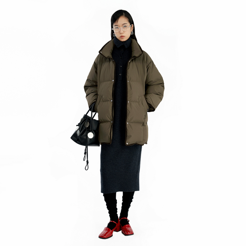 IIIVIVINIKO冬季新款围裹式高领鸭绒中长羽绒服女B449109155D
