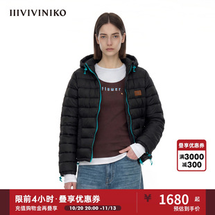 IIIVIVINIKO2026秋新款百搭鹅绒轻薄连帽羽绒服短款女R639115191B