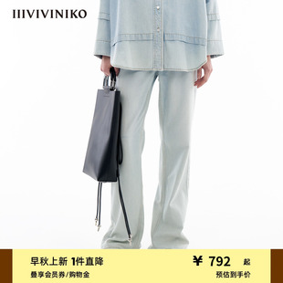 复古直筒牛仔长裤 新款 棉莫代尔混纺 子女 IIIVIVINIKO夏季