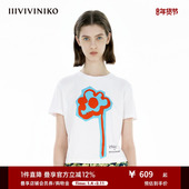 艺术花卉系列印花截短T恤女 新款 设计师款 IIIVIVINIKO2025夏季