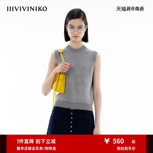 背心上衣女C411220612B 山羊绒圆领插肩无袖 IIIVIVINIKO春季 新款