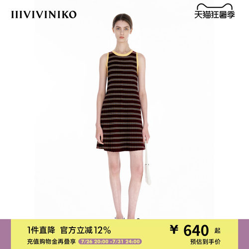 IIIVIVINIKO夏季新款百褶针织连衣裙女R521104627D