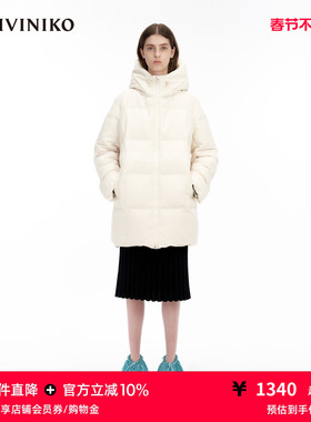 IIIVIVINIKO秋冬款微阔连帽H型中长款羽绒服女M349105038F