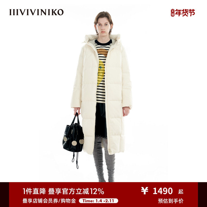 IIIVIVINIKO“大鹅棉感羽绒”连帽直身长羽绒服女M349116038F,女装/女士精品,羽绒服,淘宝优惠券,粉丝福利购,淘宝优惠卷