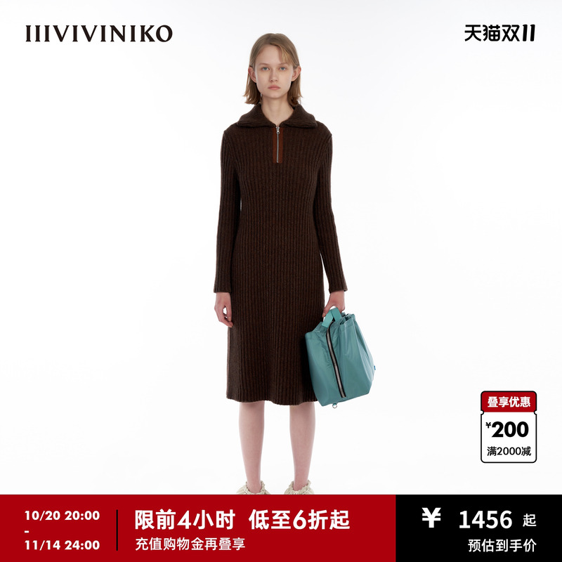 IIIVIVINIKO双层衬衫领连衣裙