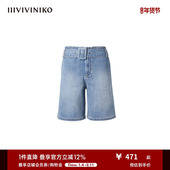 IIIVIVINIKO 子女R321890218F 中蓝斜纹牛仔中裤 竹节棉 经典