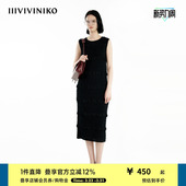 泡泡纱直筒连衣裙女R420688176D IIIVIVINIKO夏季 重工压褶