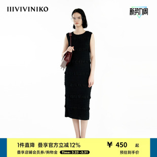 泡泡纱直筒连衣裙女R420688176D IIIVIVINIKO夏季 重工压褶
