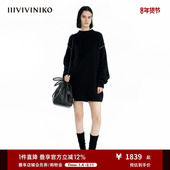 IIIVIVINIKO冬新款 狐狸绒 慵懒落肩直身针织连衣裙B441125639D