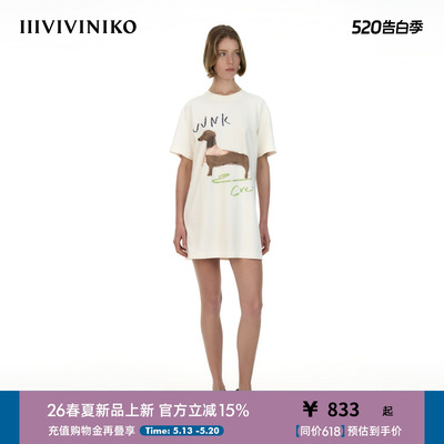 IIIVIVINIKO2026夏季新款印花T恤连衣裙女M620616383E10