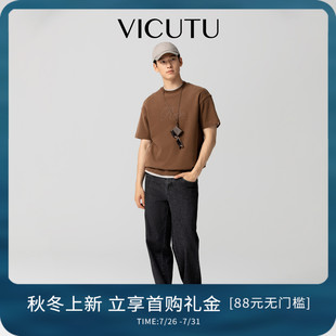 上衣 VICUTU威可多男士 棉质刺绣印花潮流百搭半袖 时尚 休闲亲肤短袖