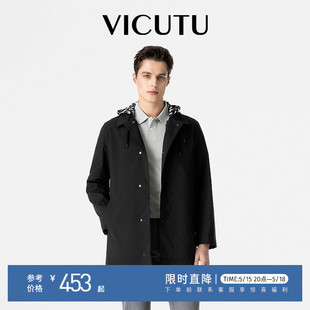 风衣修身 VICUTU 男士 休闲春秋外套 威可多商场同款 百搭黑色时尚